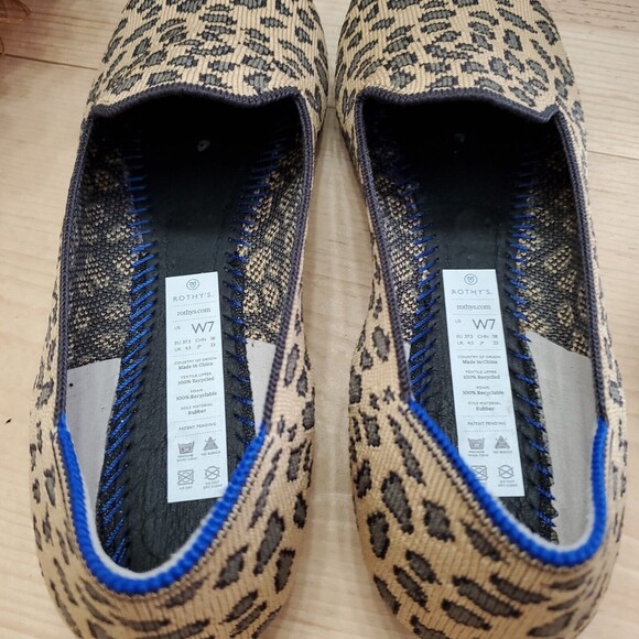 Rothy's 7/37.5 The Spot Loafer Leopard Animal Print Slip On Shoes Flats Women's - Picture 11 of 15